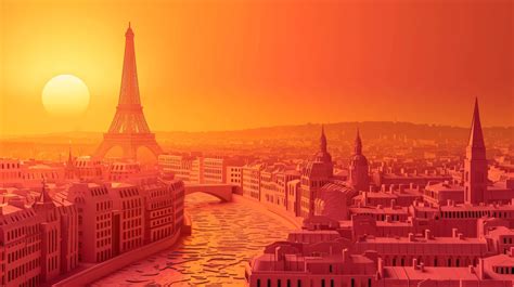 Eiffel Tower at sunset, Paris skyline, sunset in Paris, Orange sunset ...