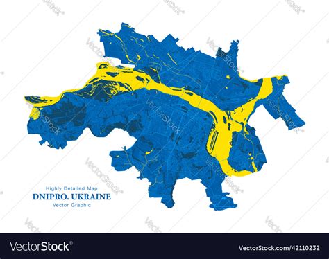 Map of city dnipro ukraine in yellow blue colours Vector Image