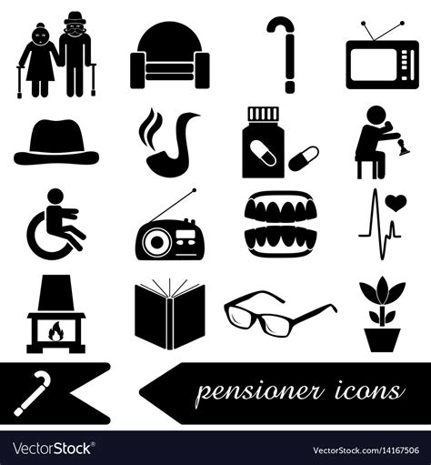 Pensioner senior citizen theme set of icons eps10 Vector Image