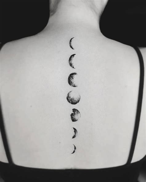 Moon Phases spine tattoo @stellatxttoo stellatxttoo | Nature Tattoos ...