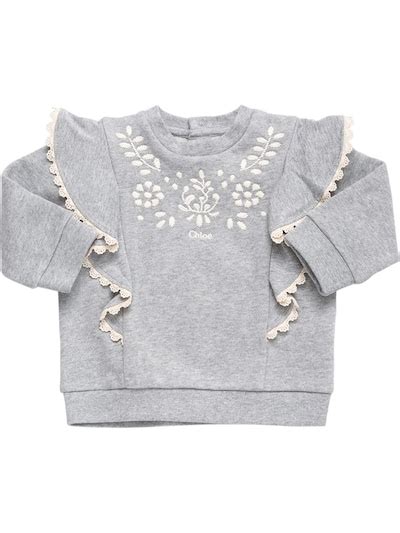 Organic cotton sweatshirt w/logo - Chloé - Girls | Luisaviaroma