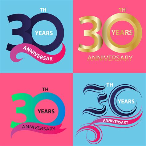 set 30th anniversary sign and logo celebration symbol 535699 Vector Art at Vecteezy