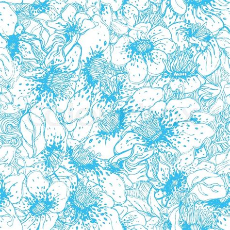 Seamless blue floral vector pattern | Stock vector | Colourbox