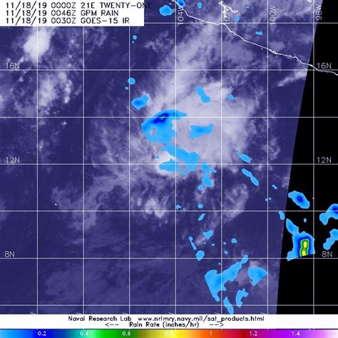 NASA finds light rain in fading Tropical Depression 21E