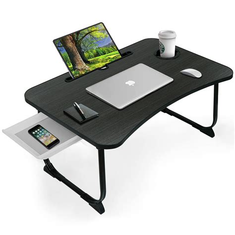 Buy Zapuno Laptop Bed Table, Portable Foldable Laptop Desk for Bed with Storage Drawer, Lap Desk ...