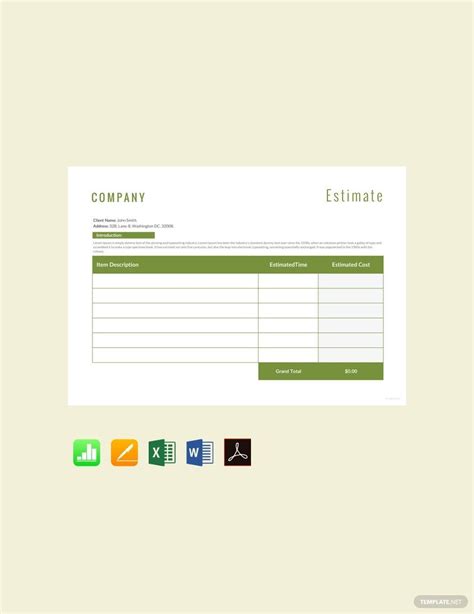 Landscaping Estimate Template in Numbers, Pages, Excel, Word, PDF, Google Docs, Google Sheets ...