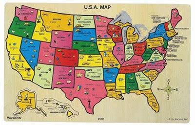 Wooden Usa Map Puzzle