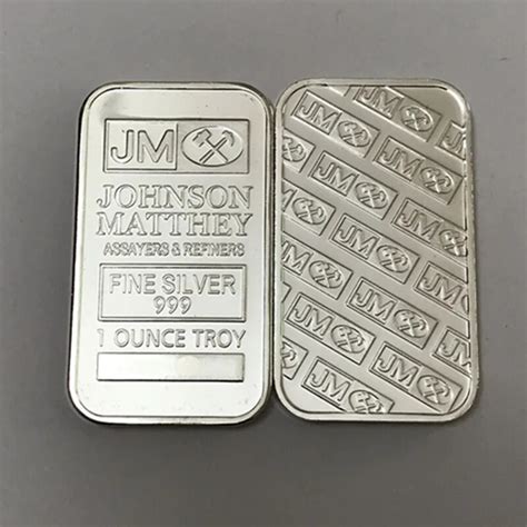 50 pcs The Johnson Matthey JM bullion bar 1 OZ silver plated ingot badge 50 mm x 28 mm ...