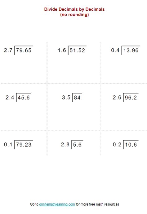 Dividing Decimals using Long Division (examples, solutions, videos ...