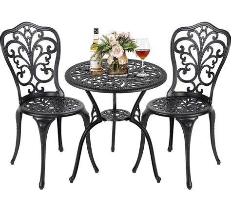 Nuu Garden 3 Piece Outdoor Bistro Table Set, All Weather Cast Aluminum Patio Bistro Sets Patio ...