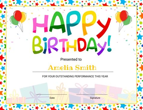 Free Printable Happy Birthday Certificate Printable Birthday ...