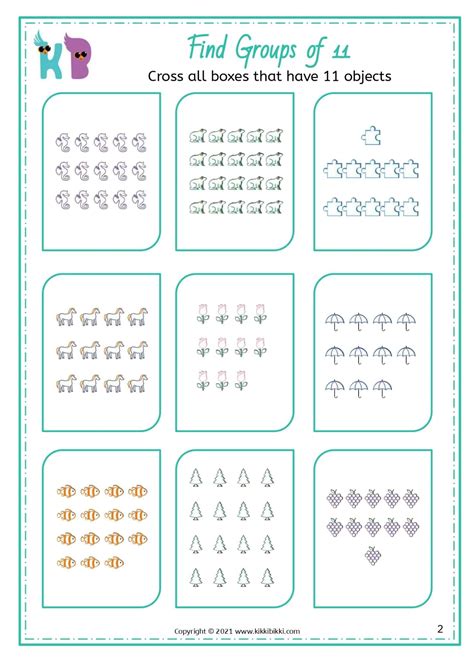 Math Printable Worksheets on GROUPING NUMBERS Upto 20