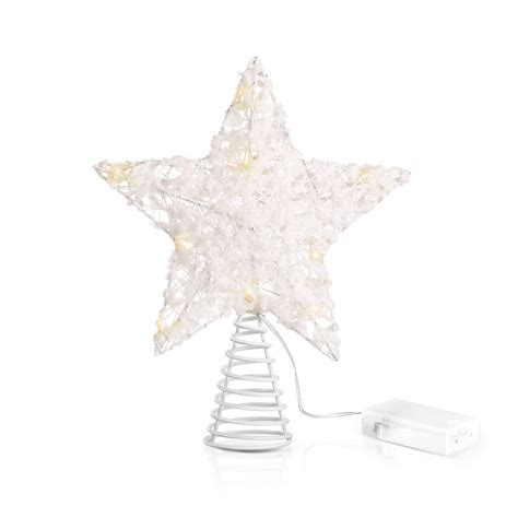 Christmas tree topper star Unomor 20 x 24 cm Christmas Tree Topper Star with 15 LED String ...