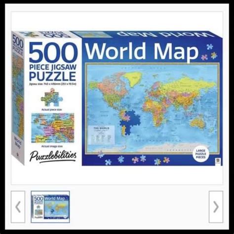 World map puzzle 500 pieces, Hobbies & Toys, Toys & Games on Carousell