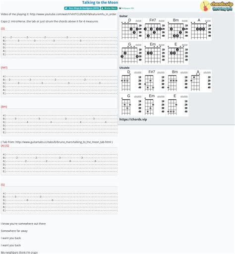 Chord: Talking to the Moon - tab, song lyric, sheet, guitar, ukulele | chords.vip