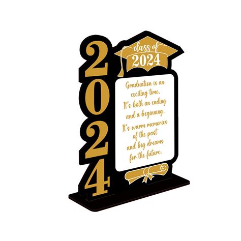HTHJSCO 2024 Graduation Table Decorations Class Of 2024 Wooden Table Sign Freestanding ...