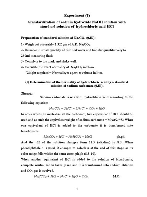 Na2CO3 HCL NaOH Titration | PDF | Redox | Titration