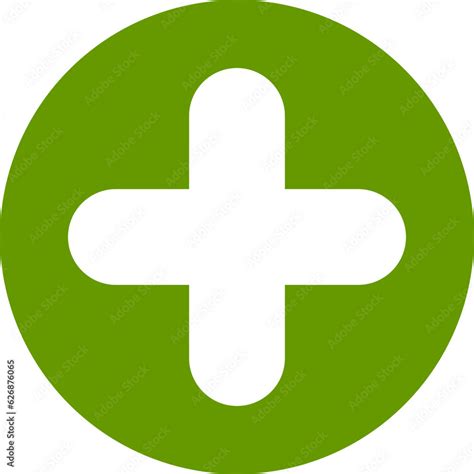 Green plus sign. Vector icon. Cross symbol of safety guidance. Stock ...