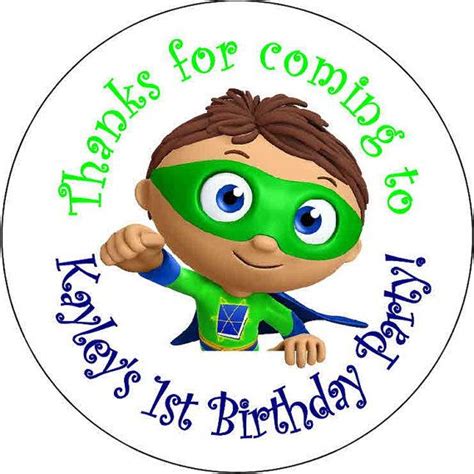 SuperWhy Super why Birthday Party Stickers 2.5 inch Round Personalized kids | Super why birthday ...