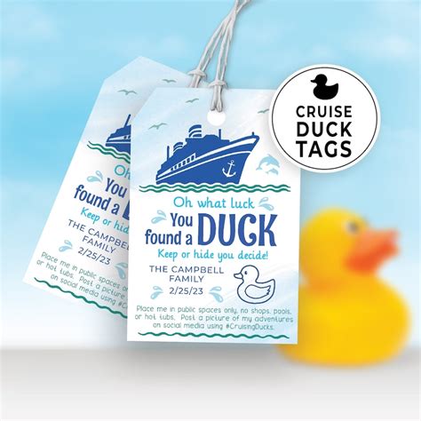 Editable Cruise Ship Duck Tags, Printable Tags for Cruising Ducks, DIY Custom Rubber Duck Card ...