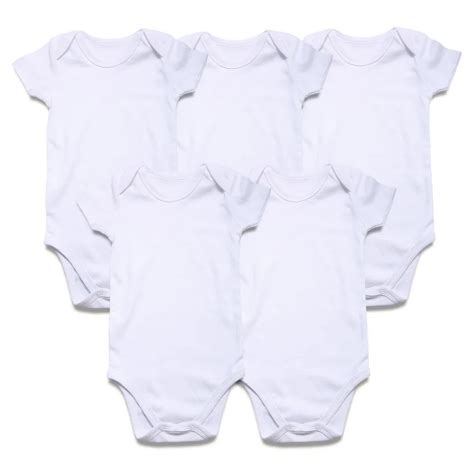 5 Pcs/lot White Baby Bodysuit Blank Unisex Newborn Baby Clothes Short ...