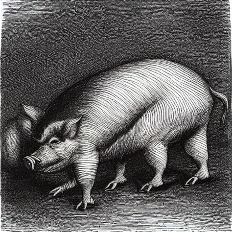 Squealer the pig walking on his hind legs, creepy | Stable Diffusion