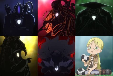 four different anime characters with glowing eyes