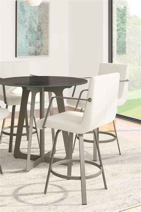 Amisco's Edward Upholstered Swivel Stool with Arms • Barstool Comforts