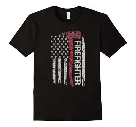 Thin Red Line Firefighter American Flag TShirt – Firefigh-TD – Teedep