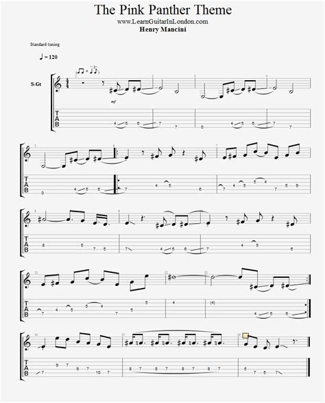 Pink Panther Theme - TAB - Henry Mancini - LearnGuitarInLondon.com - Drue James