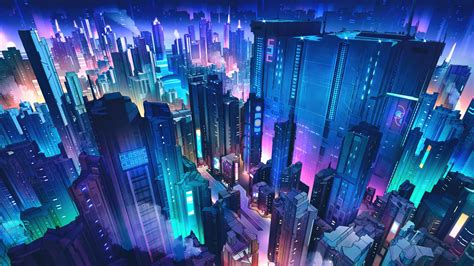 Neon city Wallpaper 4K, Futuristic city, Cyber city