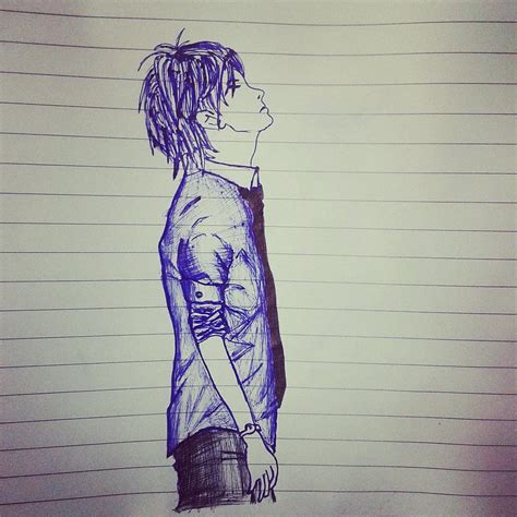 Anime Boy Standing Alone Drawing