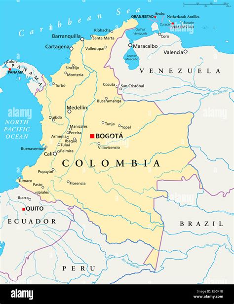 Mapa político de Colombia Fotografía de stock - Alamy