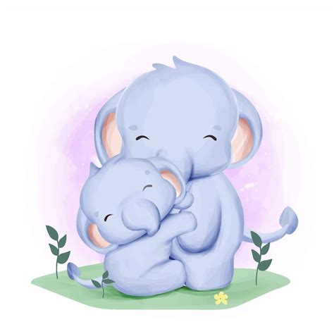 Premium Vector | Mother and baby elephant watercolor