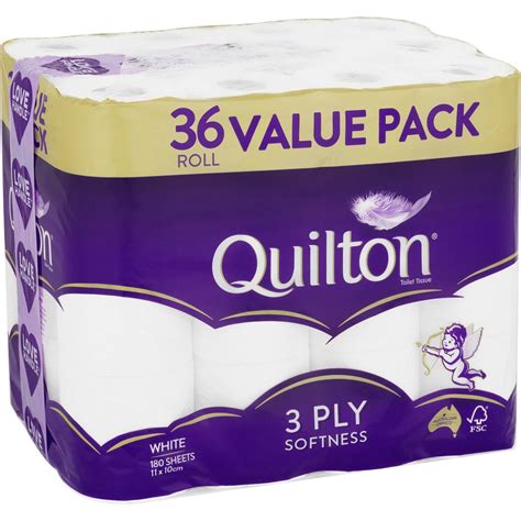 Quilton Toilet Rolls 3 Ply 180ss 36 Pack | Woolworths