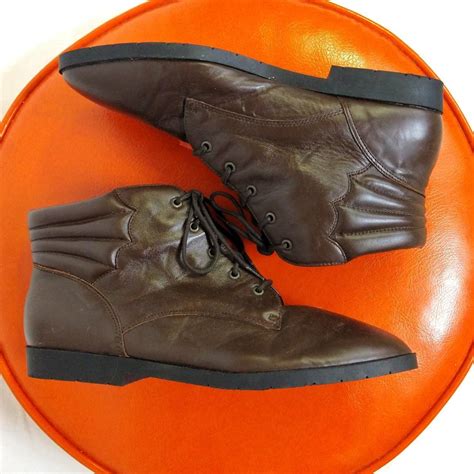 Vintage 1990s dark brown leather ankle boots by... - Depop