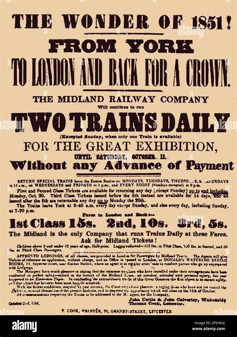 Poster by Midland Railway Company for the Great Exhibition of 1851 at ...