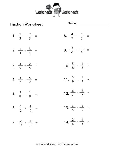 Fraction Practice Worksheet - Free Printable Educational Worksheet ...