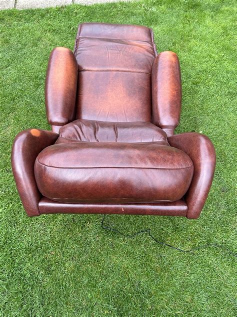 Brown Leather Reclining Arm Chair. Electric | eBay