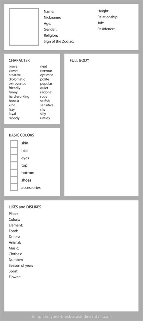 Original Character Template by ynne-black-stock on DeviantArt