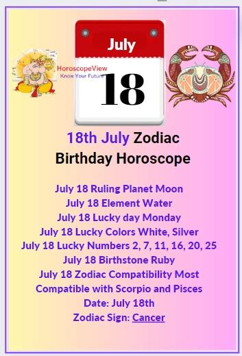 July 18 Zodiac Sign Cancer Traits, Love, Money and Health