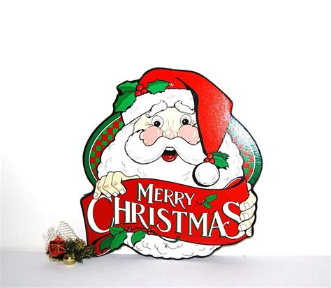 Vintage Santa Merry Christmas Sign by ChristmasVintage on Etsy