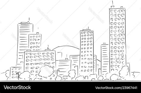 Cartoon drawing of cityscape from modern city Vector Image