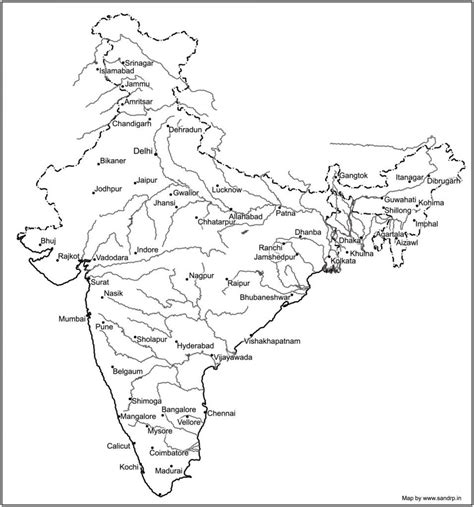 Blank Map Of India With Rivers