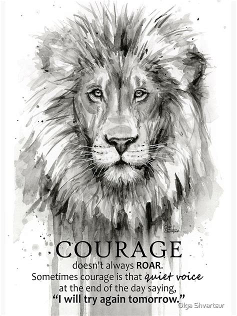 "Courage Quote Lion Motivational Watercolor" Poster by olga-shvartsur ...