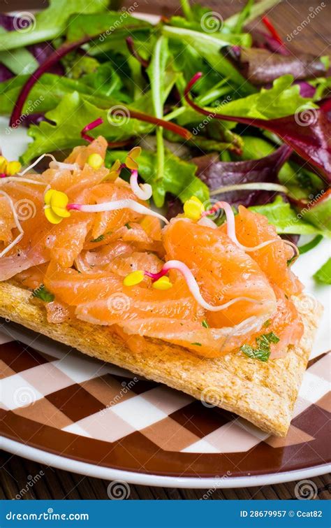 Sandwich with Gravlax Salmon Stock Image - Image of lettuce, delicious: 28679957