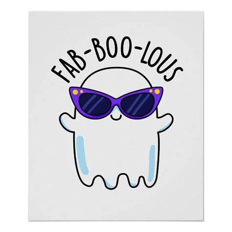 Fab-Boo-Lous Funny Ghost Pun Poster | Zazzle | Cute halloween drawings ...