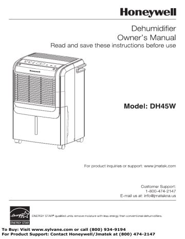 Honeywell DH45W Dehumidifier Owner s Manual | Manualzz