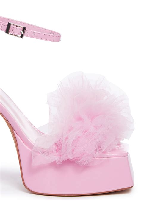 AZALEA WANG Tulle Vegan Leather Platform Heels - Pink – Dolls Kill