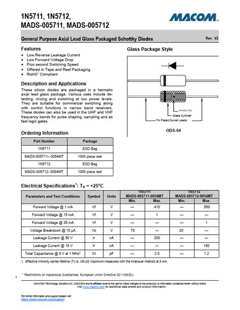 1N5711 Datasheet PDF - General Purpose Axial Lead Glass Packaged ...